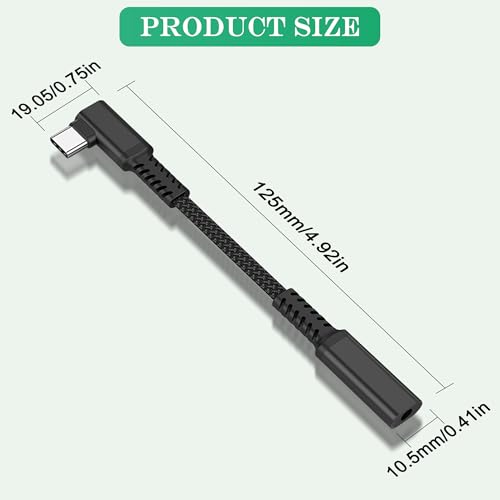 90 Degree USB C to 3.5mm Headphone Cable,90 Degree Type C Male to 3.5mm Female Aux Audio Dongle Converter,for Devices with Type-C Interface (C) - style: C