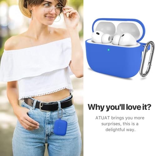 for AirPods Pro 3 Case Cover, Protective Soft Silicone with Keychain Cleaning Pen for Women Men for Apple AirPods Pro 3rd Generation Case(2025), Front LED Visible, Blue - color: D-Blue