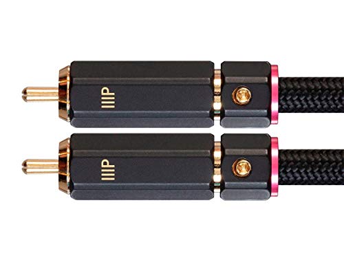 Monoprice Male RCA Two Channel Stereo Audio Cable - Gold Plated Connectors, Double Shielded, 6 Feet, Black - Onix Series - size: 6 Feet, style: 2x RCA to 2x RCA