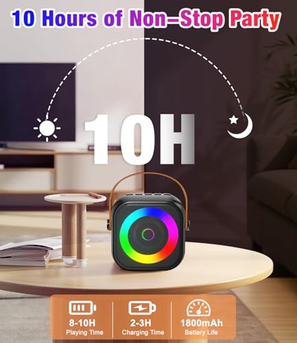 Portable Bluetooth Speaker with 2 Wireless Microphones - color: Black