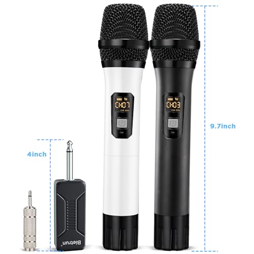 Bietrun UHF Wireless Microphone with 1/4'' Plug Rechargeable Receiver - color: Black White