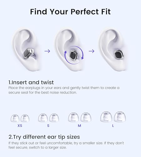 Upgrade Stylish Ear Plugs for Sleep, 45dB Noise Reduction, Side Sleeper Friendly, All-Day Comfort, Reusable, Earplugs for Muffling Snoring, Focus, Travel, Noise-Sensitive, Motorcycle | Designed to reduce snoring, traffic and background noise while helping