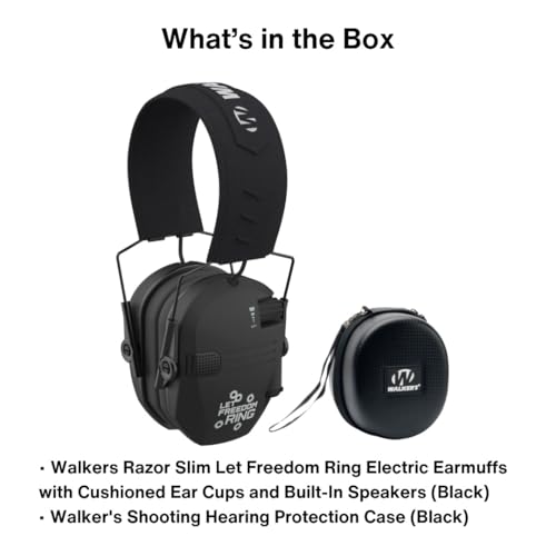 Walker's Razor Slim Electronic Earmuffs | Protective Case - color: Let Freedom Ring