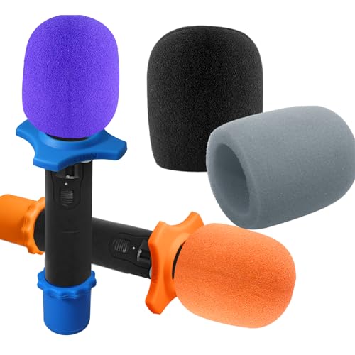 Bonsicoky 4 Set Microphone Protection Foam Mic Cover | 4 Pcs Foam Microphone Windscreen Cover, 4 Pcs Silicone Rings, 4 Pcs Bottom Rod Sleeve Holder - size: 4 Set