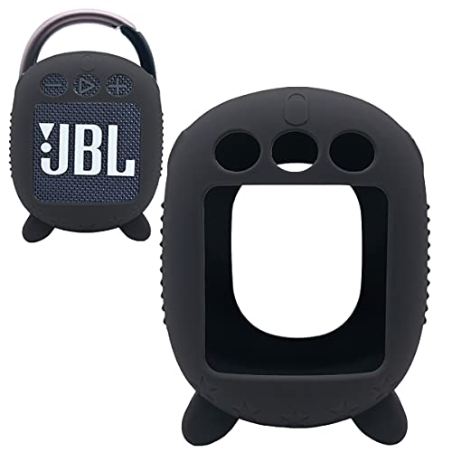 JCHPINE Silicone Cover and Carrying Case for JBL Clip 4 Bluetooth Speaker - color: Black