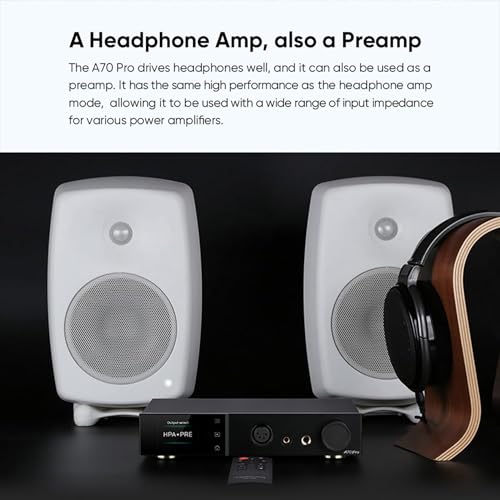 AOSHIDA Topping A70 Pro 17000mW*2 Headphone Amp Preamp, RCA/XLR/TRS/EXT to 4.4mm/6.35mm/4-Pin XLR Balanced Headphone Amp, XLR/RCA Preamp, 12 Trigger, Amplifier for Earphones/Headphones/IEMs (Silver)