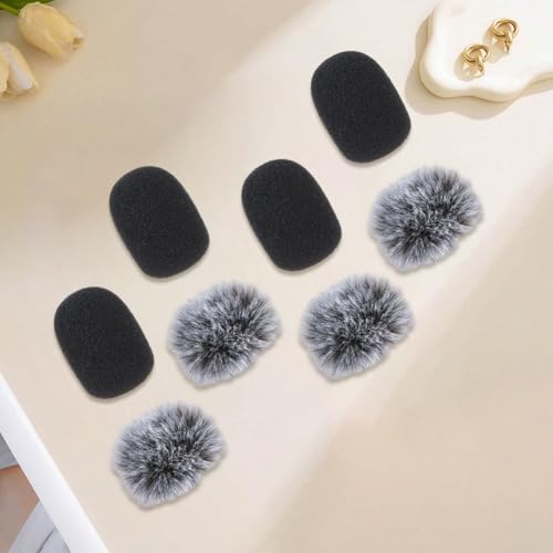 GORGECRAFT 20Pcs 2 Styles Mini Microphone Windscreens Furry Windscreen Foam Cover Set High Density Mic Lapel Headset Cover Protection for Lavalier Microphone Muff Windshield Windjammer Deadcat