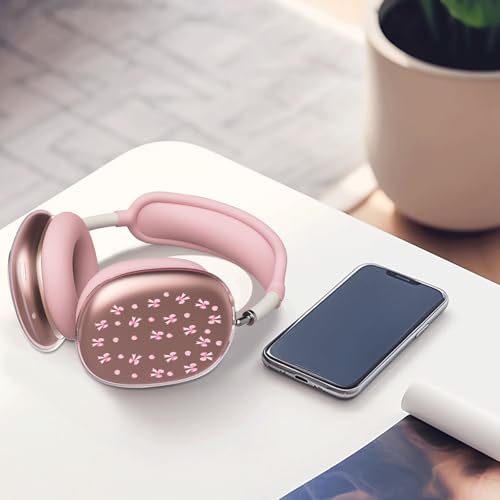 Cute Girls Cherry Bow Clear Case for Airpods Max Headphones Kawaii Pink Soft TPU Ear Cups Cover Anti-Scratch Silicone Ear Pad Protective Case Pretty Headband Cover for Apple Airpods Max - color: Bow cherry 11