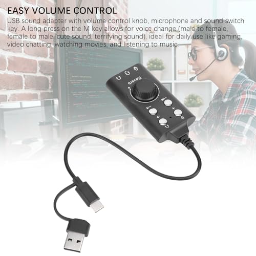 7.1 USB Sound Card, External Stereo Sound Card with Volume Control, USB to 3.5mm Jack Adapter for PC Laptop Desktop Headset, Plug and Play