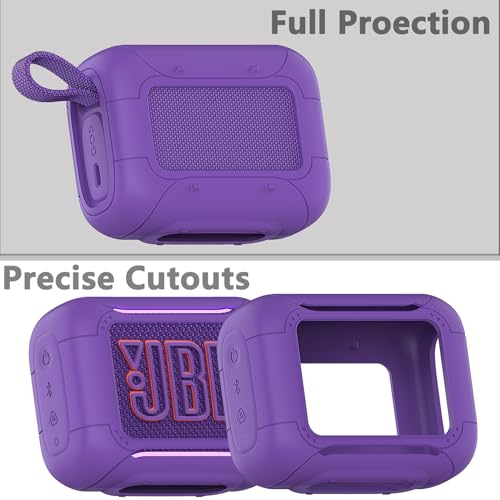 Silicone Cover and Hard Carrying Case for JBL Go 5 Bluetooth Speaker | Protective Cases for Go 5 Speaker Accessories, Scratch-Resistant and Drop-Proof Cover (Purple) - color: Purple