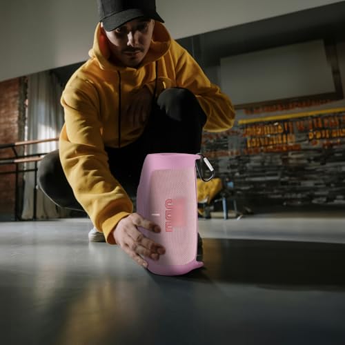 Silicone Case Cover for JBL Charge 5 Portable Bluetooth Speaker | Travel Gel Soft Skin,Waterproof Rubber Carrying Pouch with Strap (Pink) - color: Pink