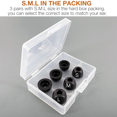 Replacement Memory Foam Eartips for EarFun Earbuds,3 Pairs,Black