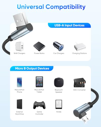 SUNGUY Micro USB Cable Right Angle for Android 2-Pack 1FT - size: 1FT