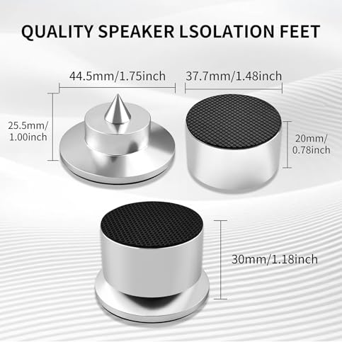 Turntable Isolation Feet, 4-Pack 44.5x30mm (Silver) - color: Silver
