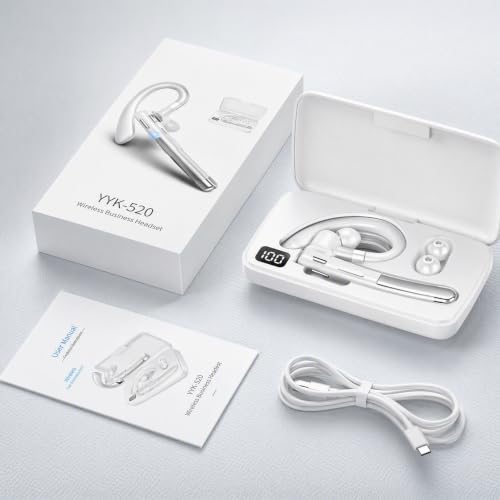 Hsility Bluetoth Earbuds with Mic for Office 270 Degree Rotatble Wireless Earbuds for Truck Driver - color: White