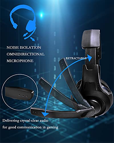 One Ear Gaming Headset for PS5/PS4/Xbox Series S/Xbox Series X, Wired Online Game Unilateral Headset, 50mm Drivers|Detachable Mic|3.5mm Headphone Jack for Switch Lite, Xbox One, Laptop/Phone - color: Black+Blue