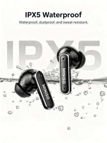 MINISO MS128 ANC Bluetooth 6.0 in-Ear Earbuds Touch Screen Charging Case - color: Black