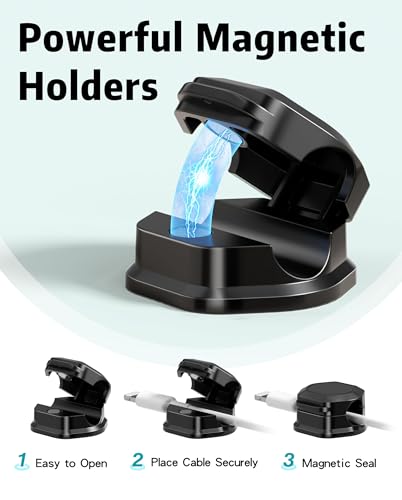 8 Pack Magnetic Cable Clips Cord Organizer-Adhesive Wire Holder, Under Desk Cord Holder Keeper for Home Office Desk Phone Car Wall Desktop Nightstand Cabinet - size: 8Pack