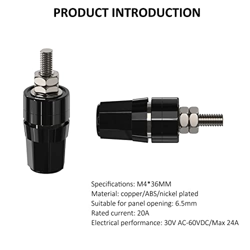 Tin Brass Plated Insulated Binding Post Terminals Connectors for 4mm Banana Plugs Test Probe Conversion 5PCS (Red, Yellow, Blue, Green, Black)