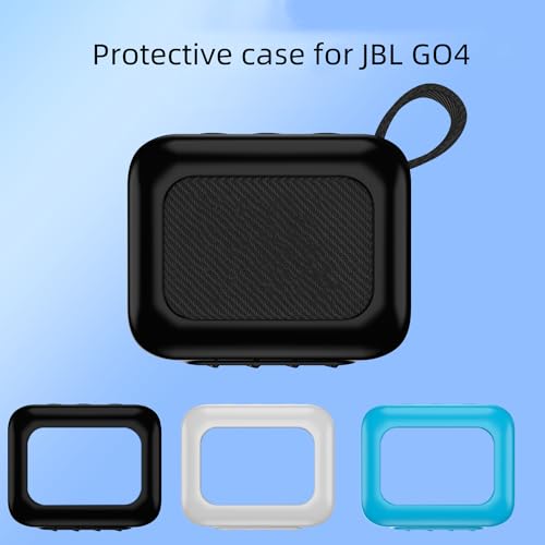 Silicone Case for JBL GO4 Portable Bluetooth Speaker, Soft Drop-Proof Protective Cover Scratch-Resistant Carrying Case with Carabiner (Blue) - color: Blue