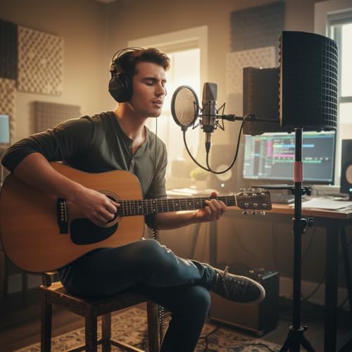 6-Panel Microphone Isolation Shield with Adjustable Stand