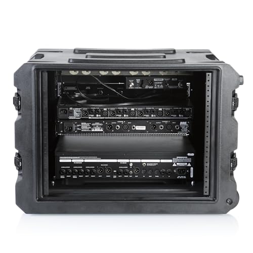 Gator Cases Pro Series 19" Depth 8U Rolling Rack Case with Recessed Wheels, Black - size: 8U Rack Space, style: Rolling Rack - 19" Deep