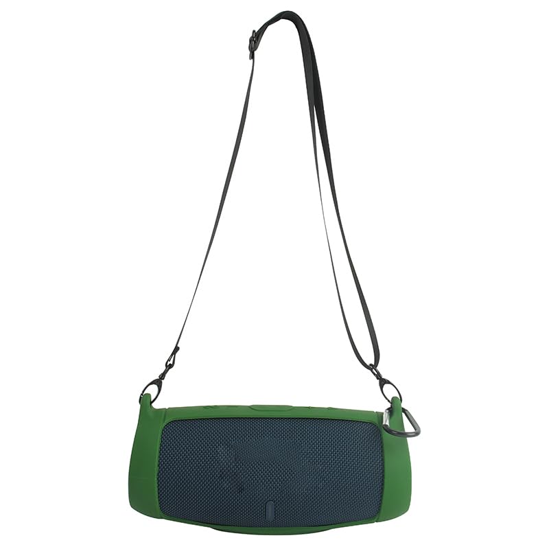 Protective Silicone Case Cover for JBL Charge 5 Bluetooth Speaker Soft Carrying Skin Sleeve with Shoulder Strap & Carabiner,Speaker Accessory (Green) - color: green