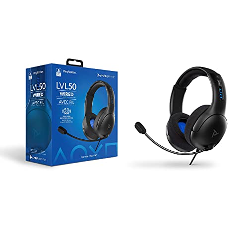 PDP Gaming LVL50 Wired Headset With Noise Cancelling Microphone: Black - PS5/PS4 (Renewed)