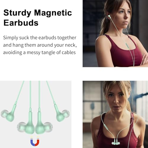 USB Earbuds with Microphone for PC Laptop,Wired USBA Headset,Green | in Ear Buds Noise Isolating Light Laptop Earphones,Headphones with Mic for Dell HP Computer PC Office Zoom Work Gaming School - color: Green