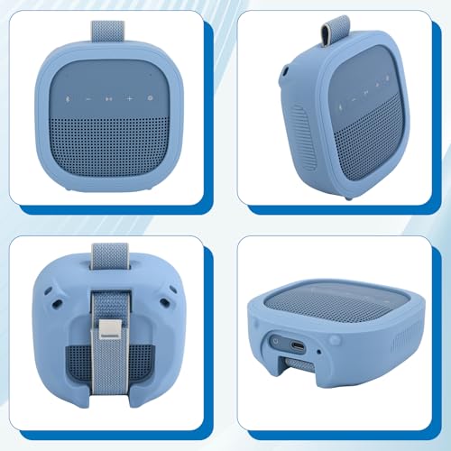 1 Pack Silicone Case for Bose SoundLink Micro 2nd Gen Speaker, Shockproof Protective Skin Cover Sleeve Soft Silicone Cover (Case Only) (Blue) - color: Blue