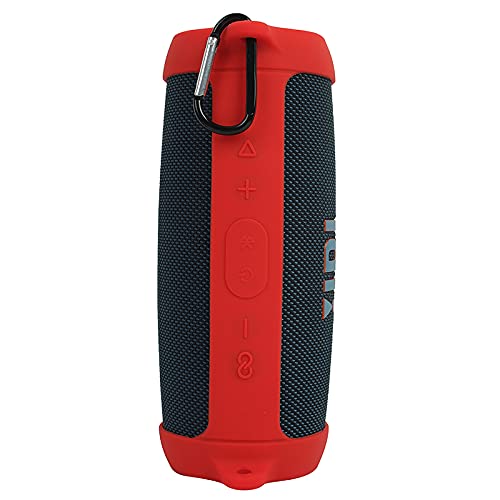 JB charge 5 Bluetooth Speaker Silicone protecitve Case protable, JB charge 5 Travel Carrying Case with Shoulder Strap and Carabiner (Red) - color: Red