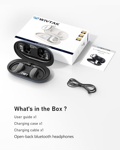 Open Ear Headphones Bluetooth 5.4, 62H Playtime, Air Conduction Wireless Earbuds with Ergonomic Earhooks, ENC Mic,IPX5,Physical Buttons, Comfort-Fit for Running, Cycling, Workouts