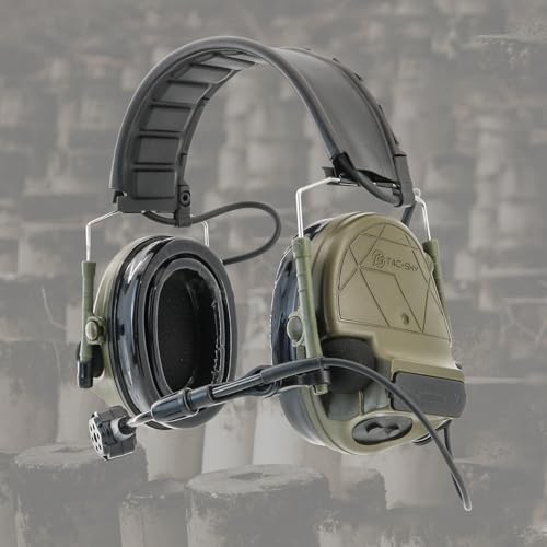 Tactical Headset Hearing Protection Sound Pickup Earmuff +U94 PTT+Detachable 7.0mm Cable for Airsoft Sports-HC5PRO(Green) - color: Green