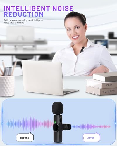 ๐ฎ๐ฌ๐ฎ๐ฐ 3 in 1 Wireless Lavalier Microphones for iPhone, iPad, Android, Camera, 7-Hour Battery, Mini Microphone with Noise Reduction for Video Recording, Vlog, YouTube, TikTok