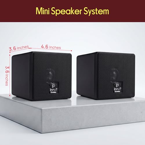 3" Mini Cube Bookshelf Speakers - 100W Small Bookshelf Speakers w/ 3" Paper Cone Driver, 8 Ohm - Passive Audio Book Shelf Speaker Pair For Home Theater Stereo Surround Sound - Pyle Home PCB3BK (Black) | 3 Inch Full Range Speakers for Home Cinema, Wall Mou