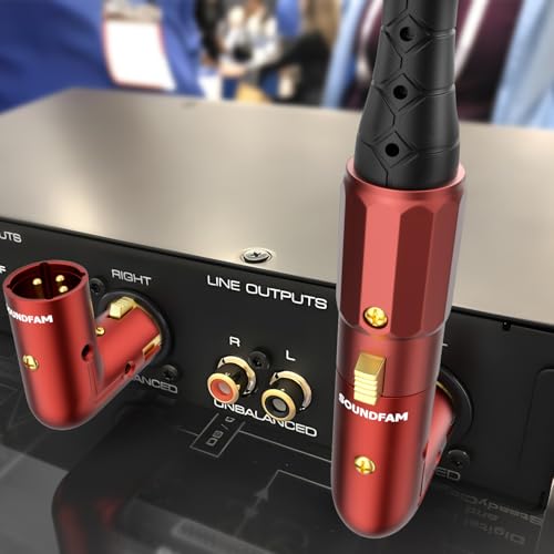 Adjustable 90-Degree XLR Adapter, 2-Pack for Microphone Cable | 24K Gold-Plated XLR Male to Female Connectors, Red Metal Housing for Microphone, Audio Interface, Mixer & PA System