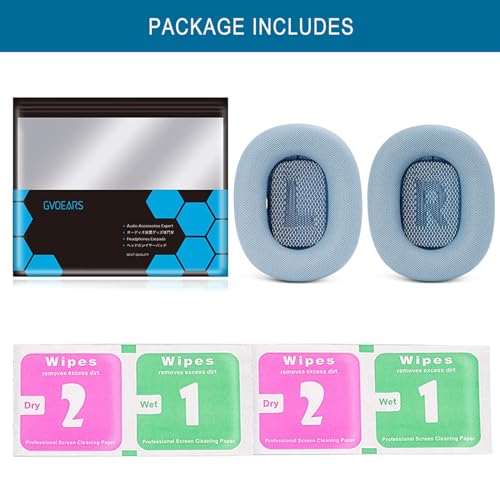 GEVO Upgraded Ear Cushions Replacement Earpads for AirPods Max 1 & 2 Headphones, Protein Leather Ear Pads Ear Covers Cups with Memory Foam and Magnet for AirPods Max 1 & 2 (Sky Blue) - color: Sky Blue