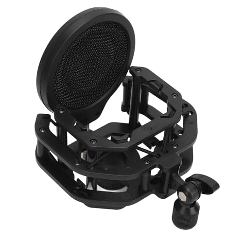 Adjustable Microphone Shock Mount Filter, Professional Mic Holder Clip for U87 Dia 24mm, Dual - Layer Windscreen with Vibration Isolation for Studio and Broadcast