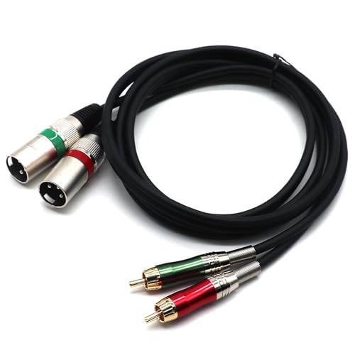 Dual XLR to RCA Cable,2 XLR Male to 2 RCA Phono Plug HiFi Audio Cable for Amplifier Mixer Microphone Patch Cable (5FT/1.5M) - color: 1.5m (2XLR-2RCA)