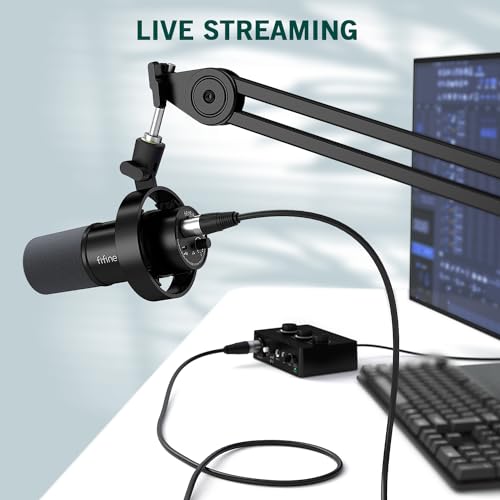 FIFINE Dynamic Microphone with XLR Cable Bundle, XLR/USB Recording Studio PC Mic for Vocal, Voice-Over, Microphone Audio Cable Set Compatible with Mixer, Audio Interface for Streaming (K688+L9)
