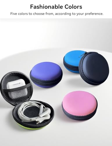 Earphone Case MAS CARNEY Headphone Earbud Hard Protective Carrying Case Bag - color: Pink, style: Round
