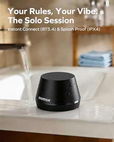 MOMAX Mini Portable Wireless Speaker - Magnetic Waterproof Speaker with Balanced Sound, 12H Playtime, Indoor Speaker True Wireless Stereo Pairing for Home, Bedroom, Bathroom, Gift Ideas, White - color: White