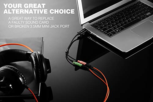 DUKABEL USB Audio Adapter with 3.5mm Jack External USB Sound Adapter - 30CM - size: 9.8 inch / 25 cm