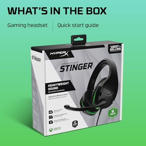 HyperX CloudX Stinger Core - Official Licensed for Xbox, Gaming Headset with In-Line Audio Control, Immersive In-Game , Microphone - size: Wired, style: CloudX Stinger Core