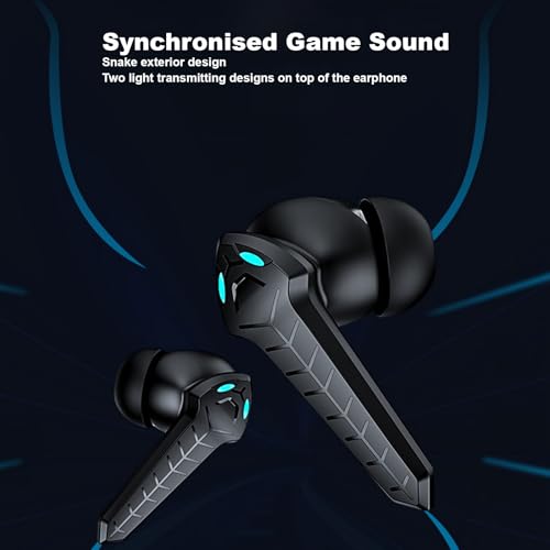 Low Latency Bluetooth Gaming Earbuds 45ms Dual Modes Wireless Earphone Stereo Sound with Built in Mic for Phone Laptop PC, 13mm Driver, 8H Battery (Black) - color: Black