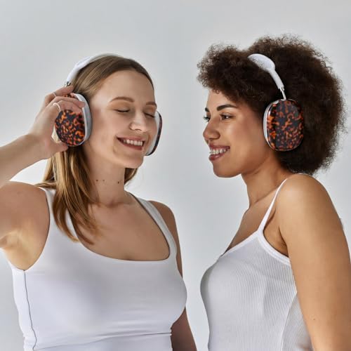 Tellegloww Brown Tortoise Shell Leopard Print Case Cover Compatible with Airpods Max, Protective Ear Cup Covers Accessories