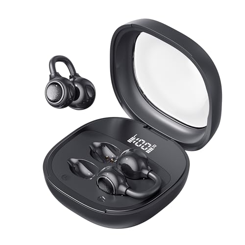 Open Ear Earbuds Open Ear Headphones Wireless Bluetooth 35Hrs Playtime Stereo Sound Ear Buds Wireless Charging Case Digital Display Open Earbuds for Running, Workout, Travel, and Daily Use (Black) - color: Black