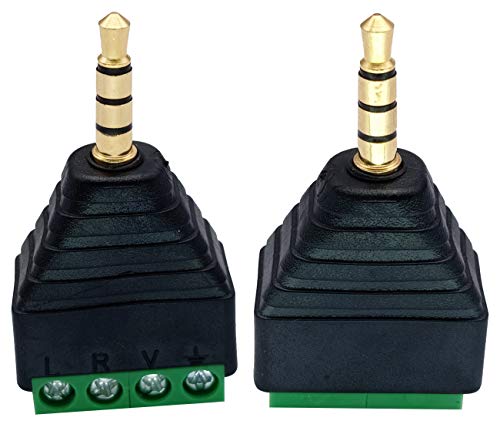 4 Pole 3.5mm Screw Terminal 3.5mm (1/8) Stereo TRRS Audio Male to AV 4 Pin Female Screw Terminal Double Track Headphone Balun Solderless Converter Adapter(5 Pack/Male) - color: Male