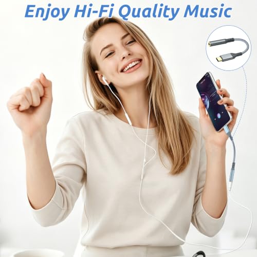 USB C to 3.5mm Audio Headphone Adapte(2 Pack), USB C To Aux Adapter Type C Hi-Fi Usb C To Headphone Jack Adapter For iphone 17 Pro Max/17 Pro, 16/15 Pro Max, 16/15 Pro, Galaxy S24/S23/S22 Ultra