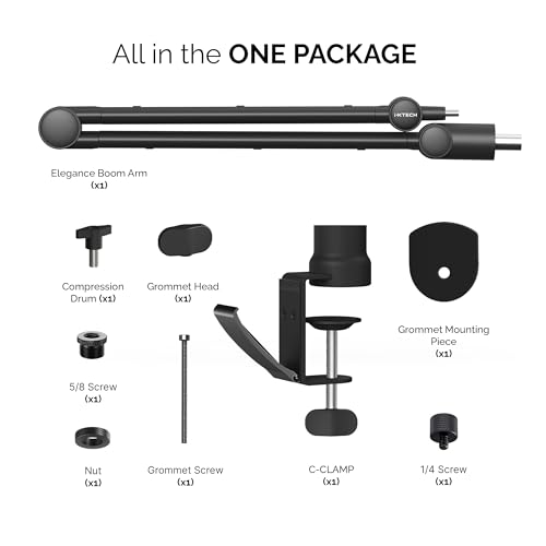IXTECH Microphone Boom Arm with Desk Mount, 360° Rotatable, Adjustable and Foldable Scissor Mounting for Podcast, Video Gaming, Radio and Studio Audio, Sturdy and Universal - Elegance Model - color: ELEGANCE
